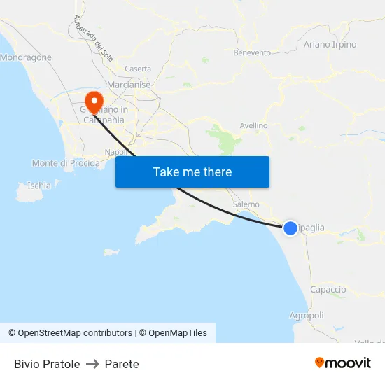 Bivio Pratole to Parete map