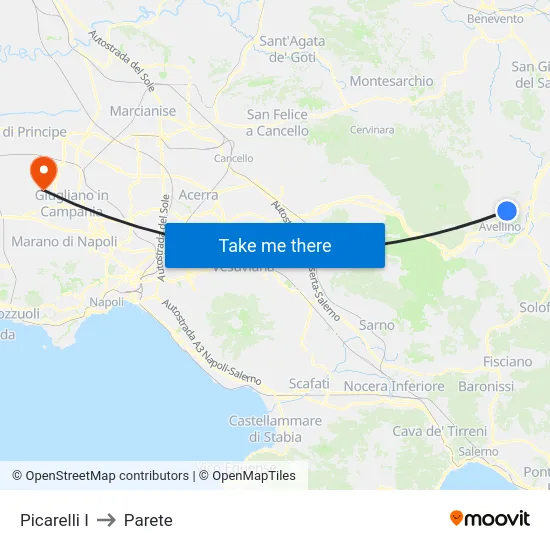 Picarelli I to Parete map