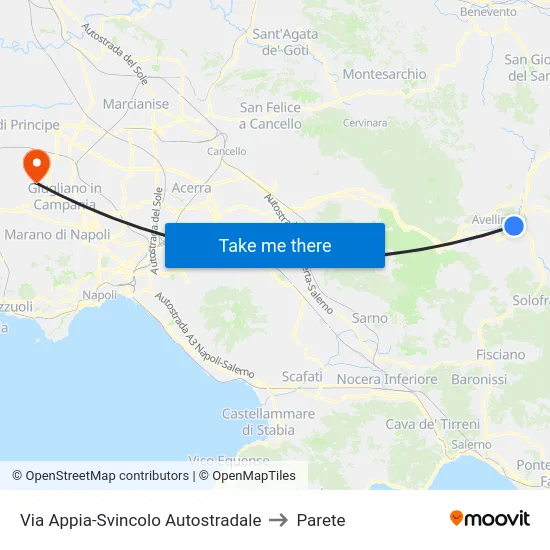 Via Appia-Svincolo Autostradale to Parete map