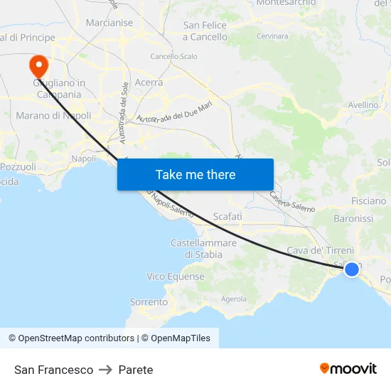 San Francesco to Parete map