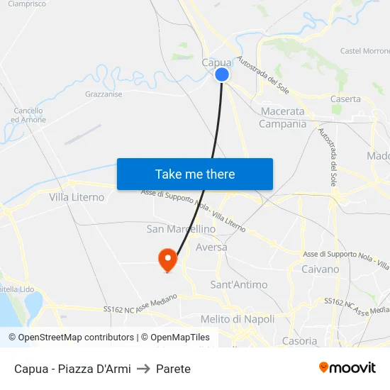 Capua - Piazza D'Armi to Parete map