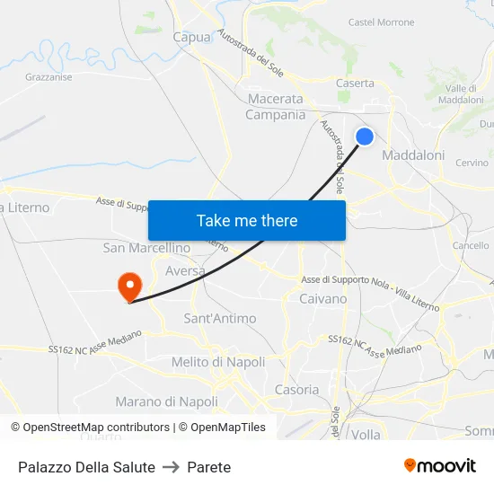 Palazzo Della Salute to Parete map