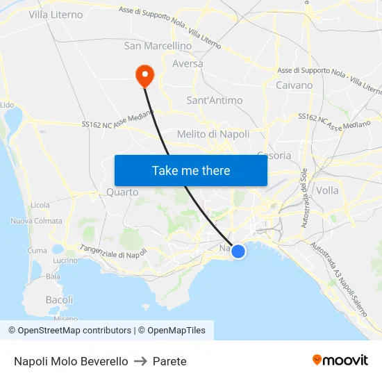 Napoli Molo Beverello to Parete map