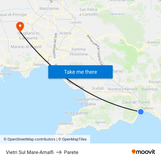 Vietri Sul Mare-Amalfi to Parete map