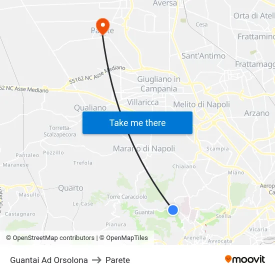 Guantai Ad Orsolona to Parete map