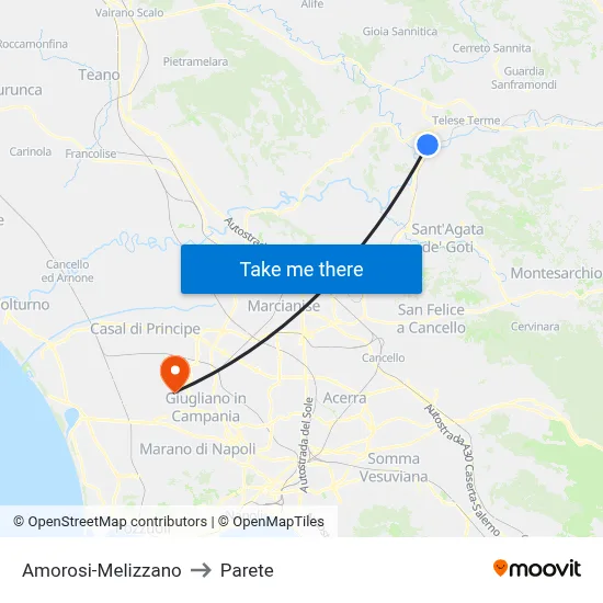 Amorosi-Melizzano to Parete map