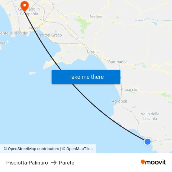 Pisciotta-Palinuro to Parete map