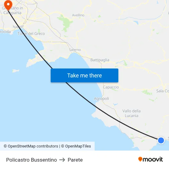 Policastro Bussentino to Parete map