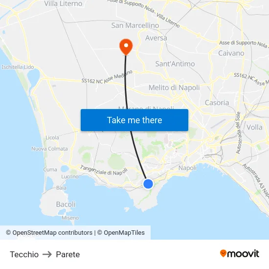 Tecchio to Parete map