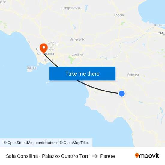 Sala Consilina - Palazzo Quattro Torri to Parete map