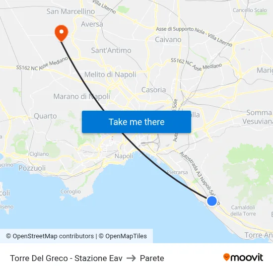 Torre Del Greco - Stazione Eav to Parete map