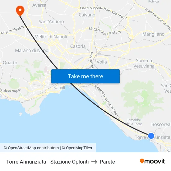 Torre Annunziata - Stazione Oplonti to Parete map