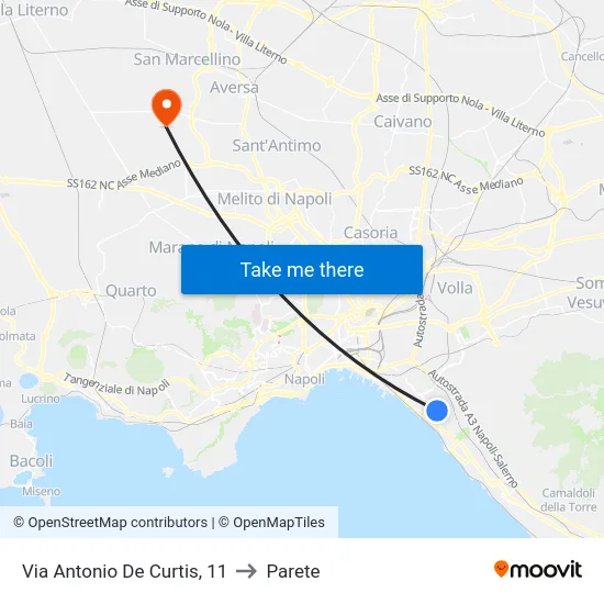 Via Antonio De Curtis, 11 to Parete map