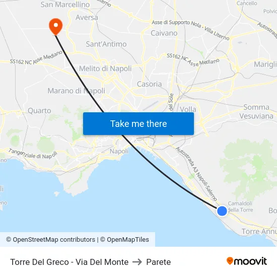 Torre Del Greco - Via Del Monte to Parete map