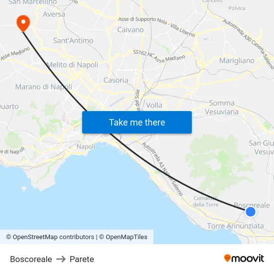 Boscoreale to Parete map