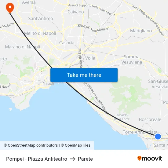 Pompei - Piazza Anfiteatro to Parete map