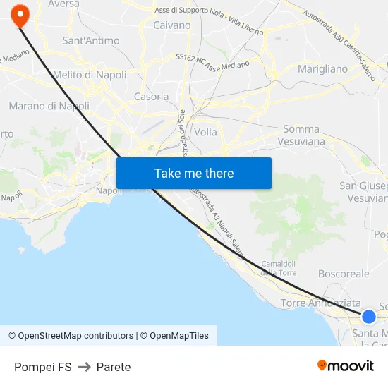 Pompei FS to Parete map