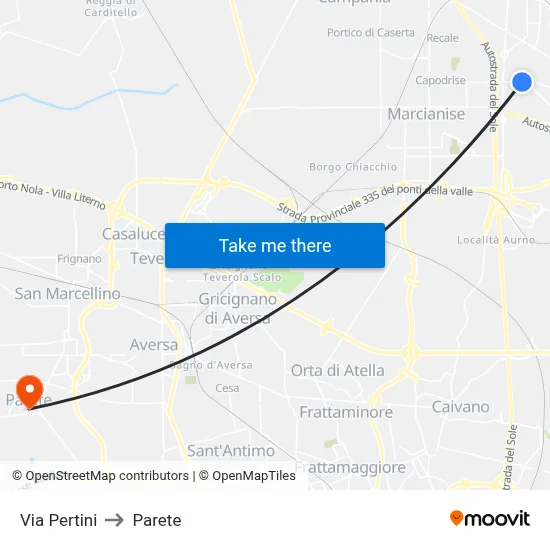 Pertini Street to Parete map