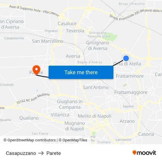Casapuzzano to Parete map