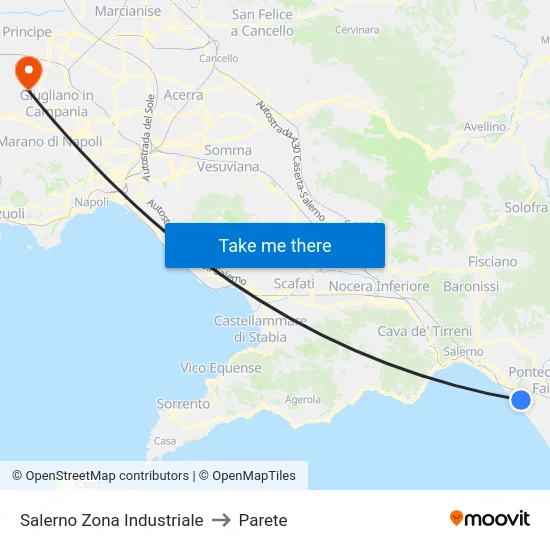 Salerno Zona Industriale to Parete map
