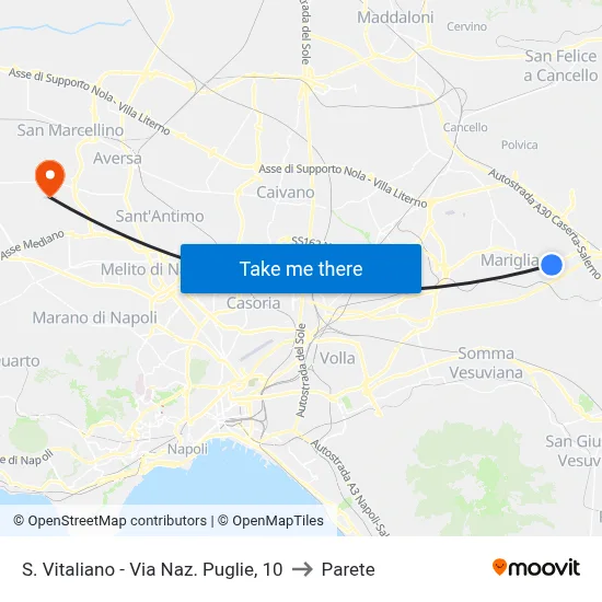 S. Vitaliano - Puglie National Road, 10 to Parete map