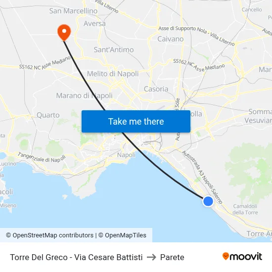 Torre Del Greco - Cesare Battisti Street to Parete map