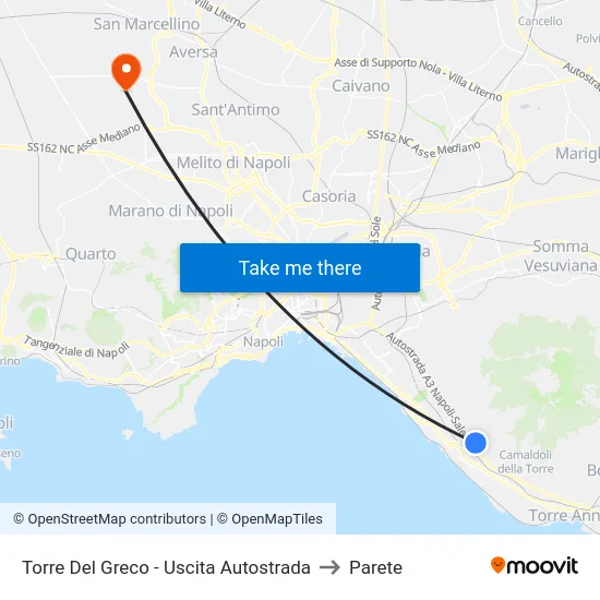 Torre Del Greco - Uscita Autostrada to Parete map