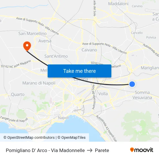 Pomigliano D' Arco - Via Madonnelle to Parete map