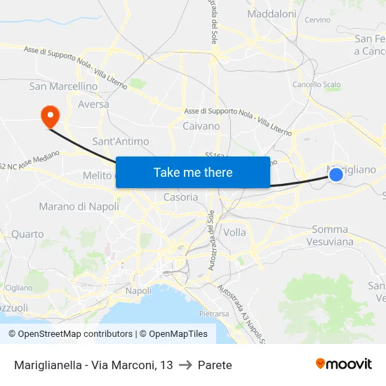 Mariglianella - Marconi Street, 13 to Parete map