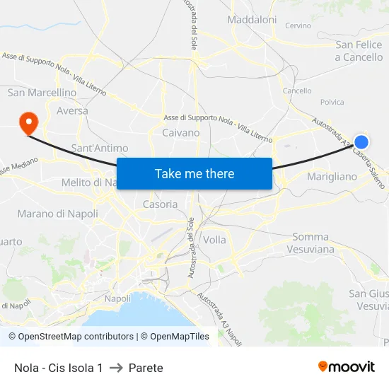 Nola - Cis Isola 1 to Parete map