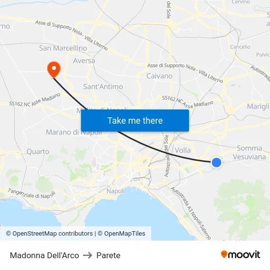 Madonna Dell'Arco to Parete map