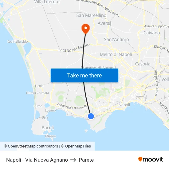 Naples - New Agnano Road to Parete map