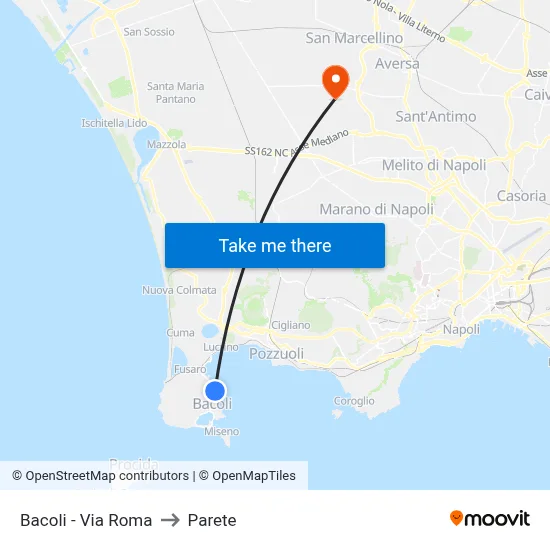 Bacoli - Via Roma to Parete map