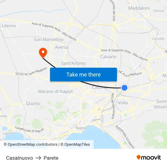 Casalnuovo to Parete map