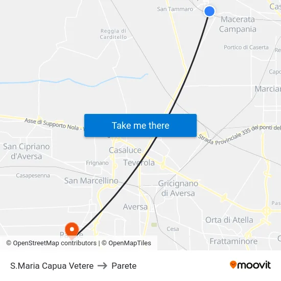 S.Maria Capua Vetere to Parete map