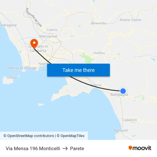 Via Mensa 196 Monticelli to Parete map