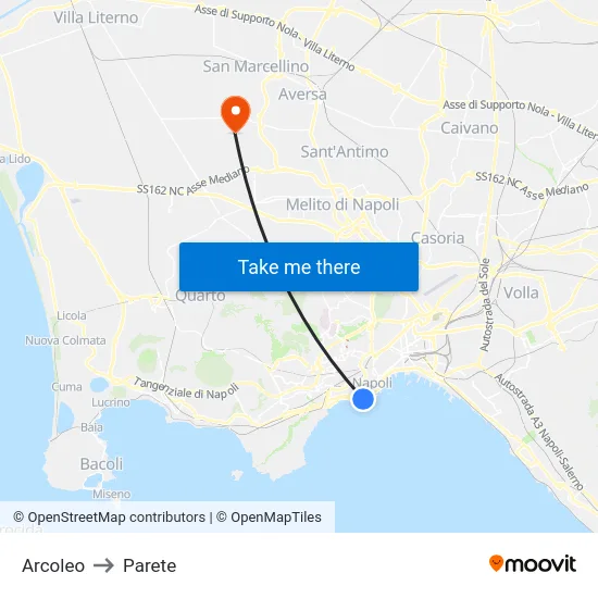 Arcoleo to Parete map