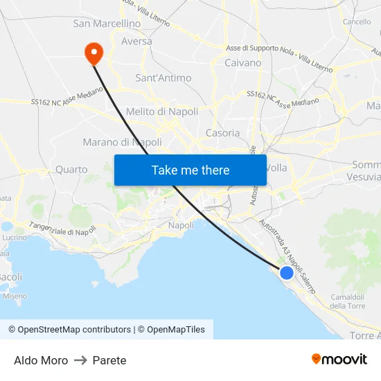 Aldo Moro to Parete map