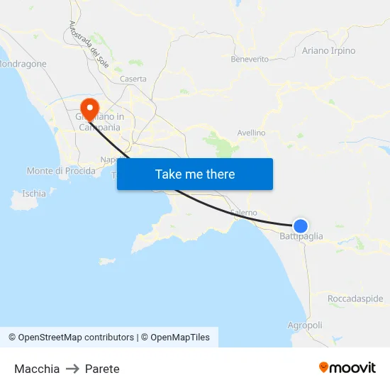 Macchia to Parete map