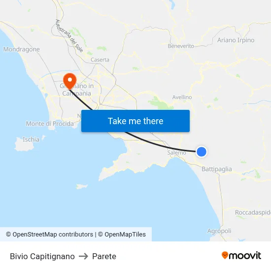 Capitignano Junction to Parete map
