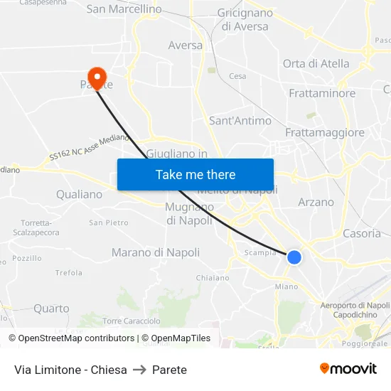 Via Limitone - Chiesa to Parete map