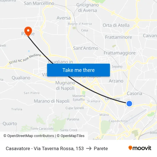 Casavatore - Via Taverna Rossa, 153 to Parete map
