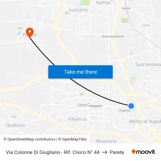 Via Colonne Di Giugliano - Rif. Civico N° 44 to Parete map