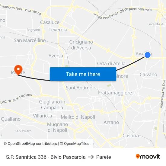 S.P. Sannitica 336 - Pascarola Junction to Parete map