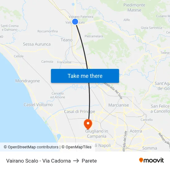 Vairano Scalo - Via Cadorna to Parete map