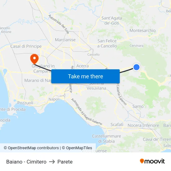 Baiano - Cimitero to Parete map