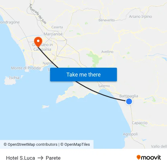 Hotel S.Luca to Parete map