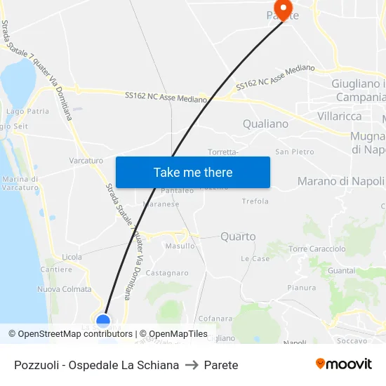 Pozzuoli - Ospedale La Schiana to Parete map