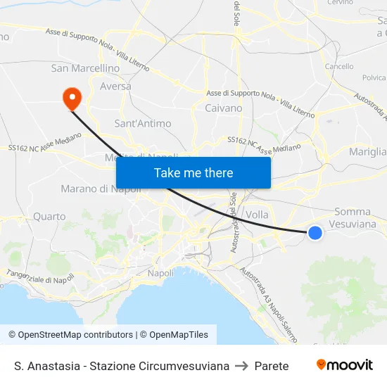 S. Anastasia - Stazione Circumvesuviana to Parete map