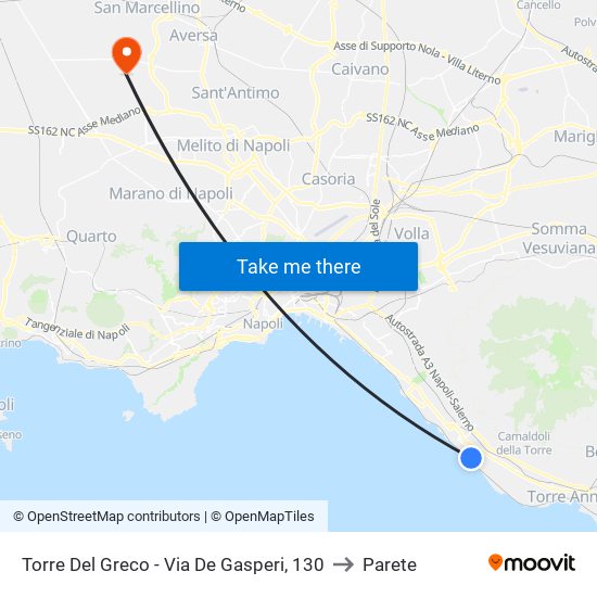 Torre Del Greco - Via De Gasperi, 130 to Parete map